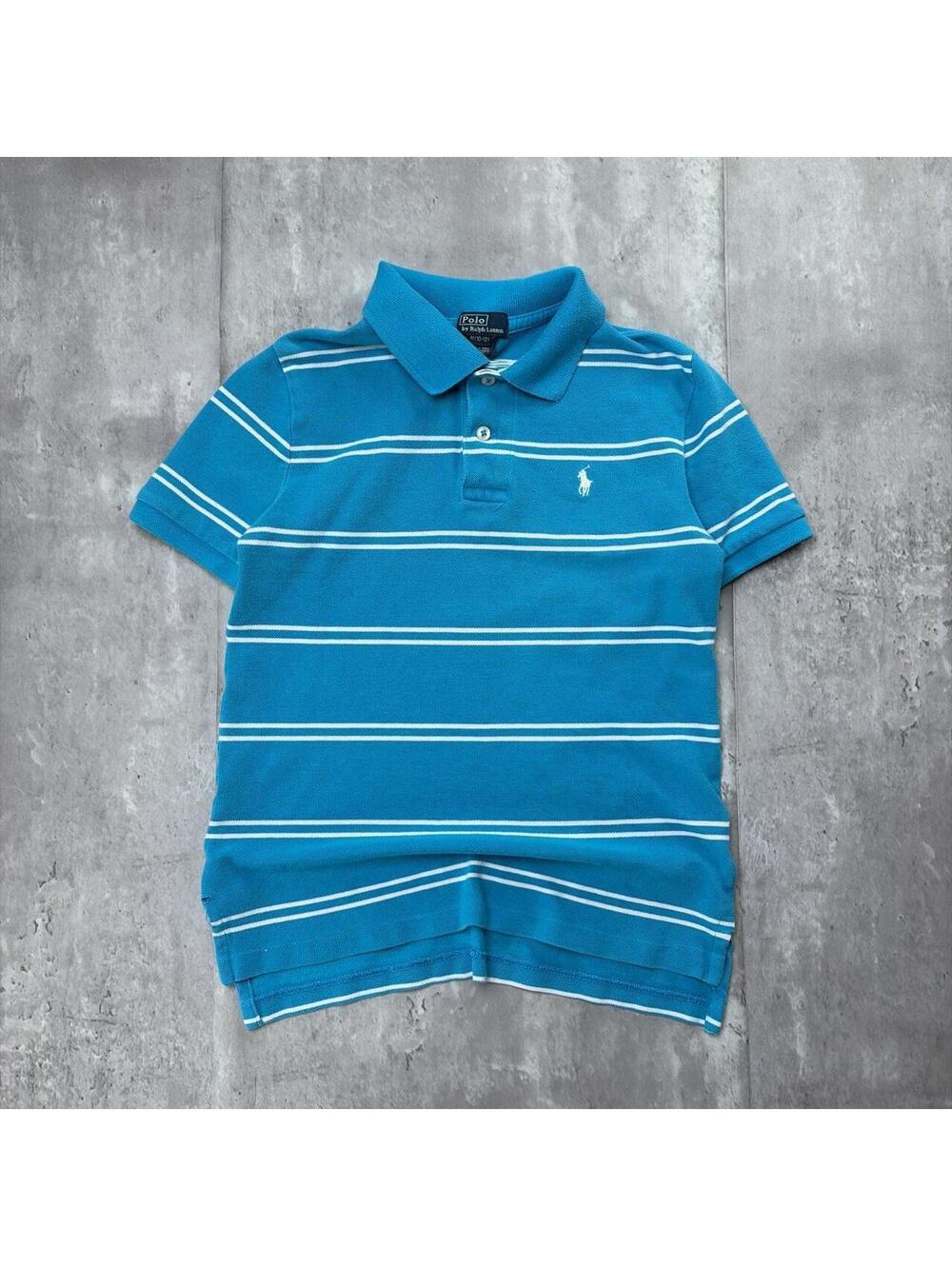 Vintage Light Blue Polo Ralph Lauren Striped Skater Polo Shirt